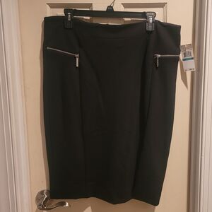 MICHAEL Michael Kors Black Pencil Skirt with Zip Pocket Accents